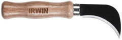 Irwin - Fixed Linoleum Knife - 4.3333" Blade, Silver & Brown Wood Handle, 1 Blade Included - Americas Industrial Supply