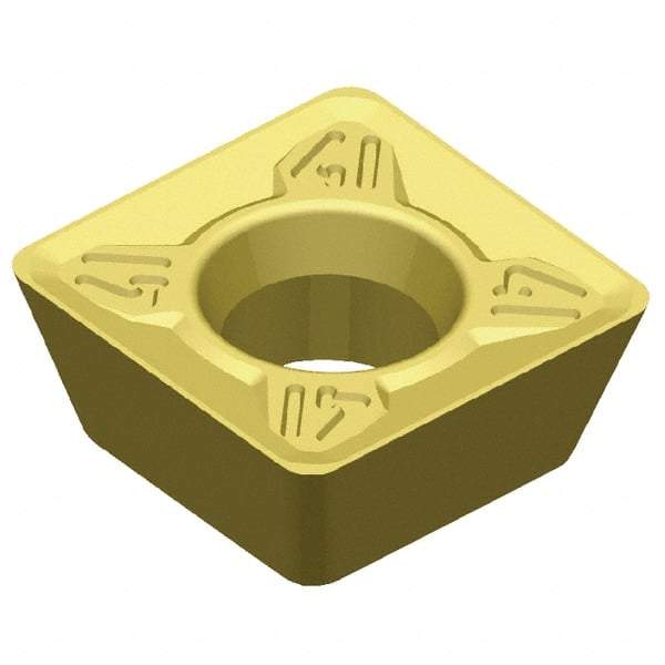 Kennametal - SDMT32.5 41 Grade X500 Carbide Milling Insert - TiN/TiC/TiN Finish, 0.156" Thick, 3/8" Inscribed Circle, 0.031" Corner Radius - Americas Industrial Supply