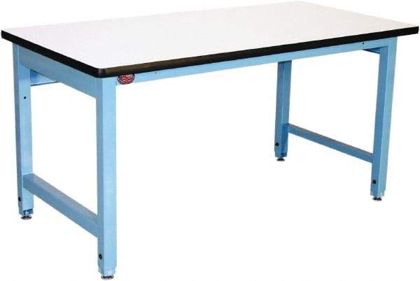 Proline - 60 Wide x 30" Deep x 36" High, Plastic Laminate Workbench - Adjustable Height Legs, Blue - Americas Industrial Supply