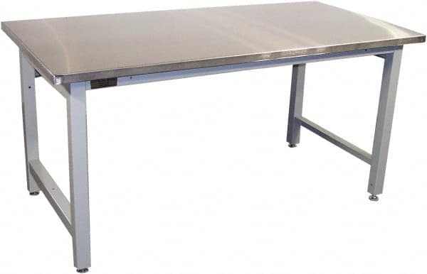 Proline - 60 Wide x 30" Deep x 36" High, Stainless Steel Workbench - Adjustable Height Legs, Gray - Americas Industrial Supply