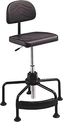 Safco - 17 to 35" High Industrial Chair - 25" Wide x 24" Deep, Polyurethane Seat, Black - Americas Industrial Supply