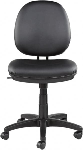 ALERA - 18-3/4 to 23-1/2" High Task Chair - 19" Wide x 25-3/4" Deep, Leather Seat, Black - Americas Industrial Supply