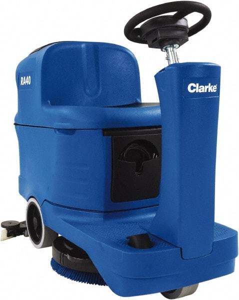 Clarke - 20" Cleaning Width, Battery Powered Floor Scrubber - 0.6 hp, 155 RPM, 39" Water Lift, 18.5 Gal Tank Capacity - Americas Industrial Supply