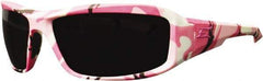 Edge Eyewear - Smoke Lenses, Framed Safety Glasses - Scratch Resistant, White, Pink, Black Nylon Frame, Size Universal, Wrap Around - Americas Industrial Supply
