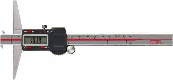 SPI - 0" to 6" Electronic Depth Gage - 0.001" Accuracy, 0.0005" Resolution, 4" Base Length - Americas Industrial Supply