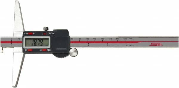SPI - 0" to 8" Electronic Depth Gage - 0.0015" Accuracy, 0.0005" Resolution, 4" Base Length - Americas Industrial Supply