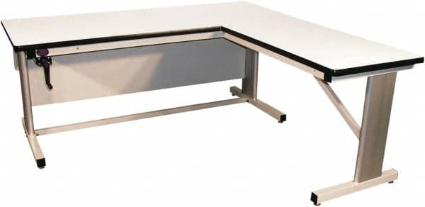 Proline - 72 Wide x 72" Deep x 42" High, Plastic Laminate Workbench - Adjustable Height Legs, Beige - Americas Industrial Supply