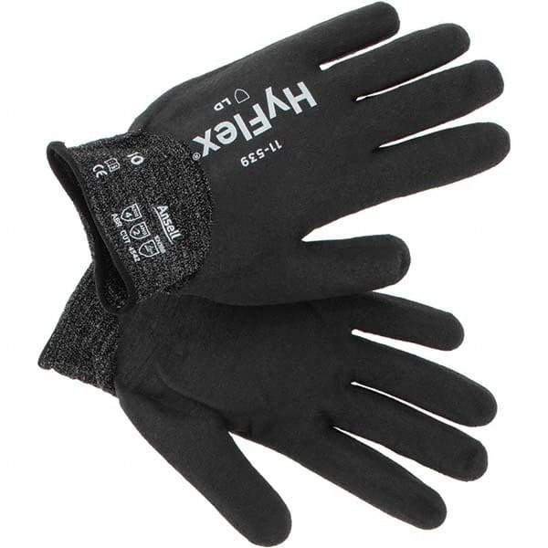 Ansell - Size XL, ANSI Cut Lvl A2, Abrasion Lvl 4, Nitrile Coated Cut Resistant Gloves - Fully Coated Coated, Black - Americas Industrial Supply