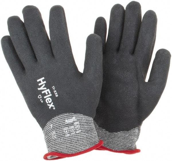 Ansell - Size S, ANSI Cut Lvl A2, Abrasion Lvl 4, Nitrile Coated Cut Resistant Gloves - Fully Coated Coated, Black - Americas Industrial Supply