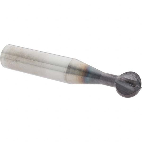 Accupro - 1/2" Diam, 0.466" LOC, 4 Flute Solid Carbide Ball End Mill - nACo Finish, Single End, 3" OAL, 1/2" Shank Diam, Undercutting - Americas Industrial Supply