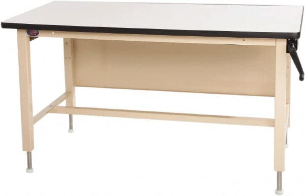 Proline - 72 Wide x 30" Deep x 42" High, Plastic Laminate Workbench - Adjustable Height Legs, Beige - Americas Industrial Supply