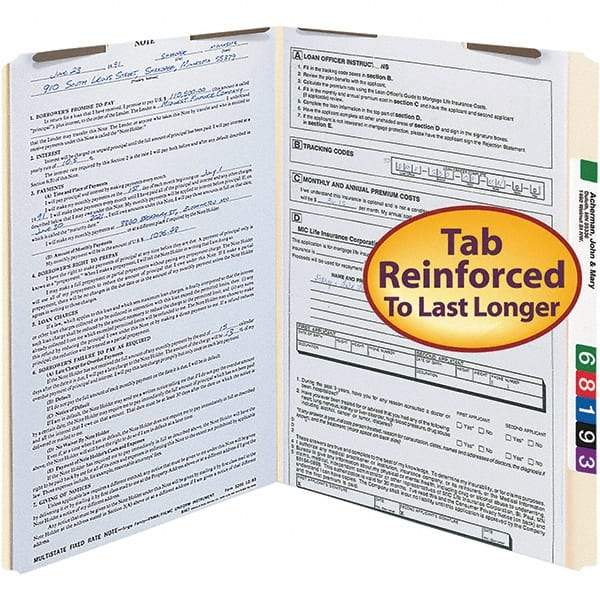 SMEAD - 14-5/8 x 9-1/2", Legal, Manila, File Folders with Top Tab - 11 Point Stock, Straight Tab Cut Location - Americas Industrial Supply