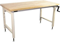 Proline - 72 Wide x 30" Deep x 42" High, Butcher Block Maple Workbench - Adjustable Height Legs, Beige - Americas Industrial Supply
