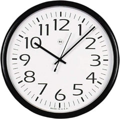 UNIVERSAL - 12 Inch Diameter, White Face, Dial Wall Clock - Analog Display, Black Case, Runs on AA Battery - Americas Industrial Supply