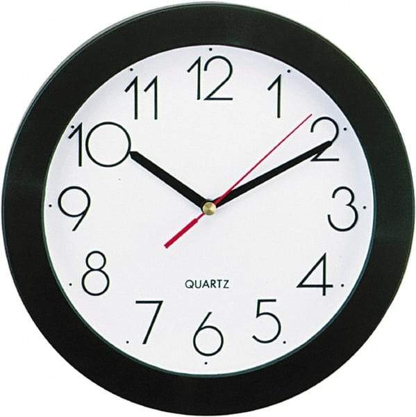 UNIVERSAL - 7-3/4 Inch Diameter, White Face, Dial Wall Clock - Analog Display, Black Case, Runs on AA Battery - Americas Industrial Supply