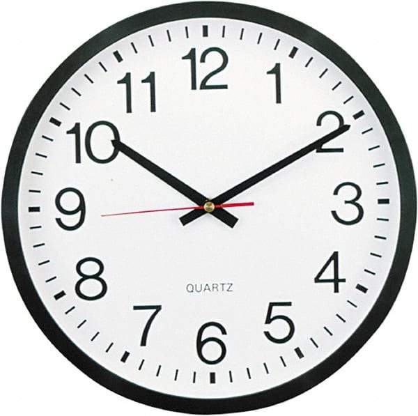 UNIVERSAL - 11-1/2 Inch Diameter, White Face, Dial Wall Clock - Analog Display, Black Case, Runs on AA Battery - Americas Industrial Supply