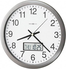 Howard Miller - 12 Inch Diameter, White Face, Dial Wall Clock - Analog Display, Gray Case, Runs on AA Battery - Americas Industrial Supply