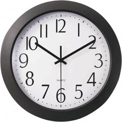 Universal One - 9-1/2 Inch Diameter, White Face, Dial Wall Clock - Analog Display, Black Case, Runs on AA Battery - Americas Industrial Supply