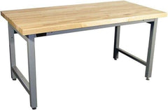 Proline - 72 Wide x 30" Deep x 36" High, Butcher Block Maple Workbench - Adjustable Height Legs, Gray - Americas Industrial Supply