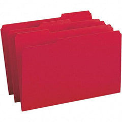 SMEAD - 14-5/8 x 9-1/2", Legal, Red, File Folders with Top Tab - 11 Point Stock, Assorted Tab Cut Location - Americas Industrial Supply