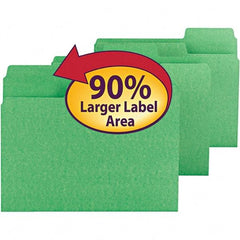 SMEAD - 11-5/8 x 9-1/2", Letter Size, Green, File Folders with Top Tab - 11 Point Stock, Assorted Tab Cut Location - Americas Industrial Supply