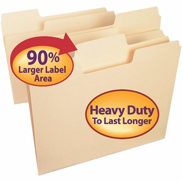 SMEAD - 11-5/8 x 9-1/2", Letter Size, Manila, File Folders with Top Tab - 14 Point Stock, Assorted Tab Cut Location - Americas Industrial Supply