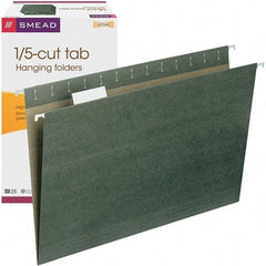 SMEAD - 14-5/8 x 9-1/2", Legal, Standard Green, Hanging File Folder - 11 Point Stock, 1/5 Tab Cut Location - Americas Industrial Supply