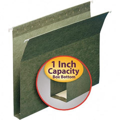 SMEAD - 12-1/4 x 9-1/2", Letter Size, Standard Green, Hanging File Folders with Box Bottom - 11 Point Stock - Americas Industrial Supply