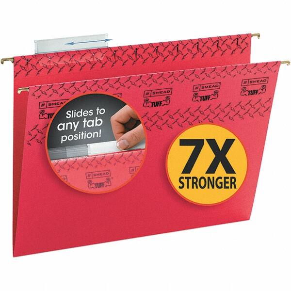 SMEAD - 12-1/4 x 9-1/2", Letter Size, Red, Hanging File Folder - 11 Point Stock, 1/3 Tab Cut Location - Americas Industrial Supply