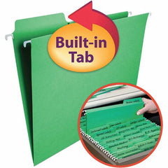 SMEAD - 12-1/4 x 9-1/2", Letter Size, Green, Hanging File Folder - 11 Point Stock, 1/3 Tab Cut Location - Americas Industrial Supply