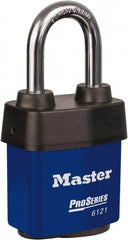 Master Lock - 1-1/2" Shackle Clearance, Keyed Different Padlock - 5/16" Shackle Diam, Laminated Steel - Americas Industrial Supply