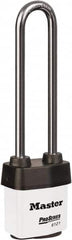 Master Lock - 5-5/8" Shackle Clearance, Keyed Different Padlock - 5/16" Shackle Diam, Laminated Steel - Americas Industrial Supply