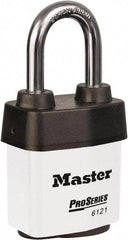 Master Lock - 1-1/2" Shackle Clearance, Keyed Different Padlock - 5/16" Shackle Diam, Laminated Steel - Americas Industrial Supply