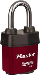 Master Lock - 1-1/2" Shackle Clearance, Keyed Different Padlock - 5/16" Shackle Diam, Laminated Steel - Americas Industrial Supply