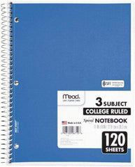 Mead - 120 Sheet, 8-1/2 x 11", College Ruled Spiral Bound Notebook - Assorted Colors - Americas Industrial Supply