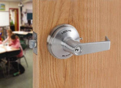 Ability One - Grade 1 Security Lever Lockset - 2-3/4" Back Set, Zinc, Satin Chrome Finish - Americas Industrial Supply