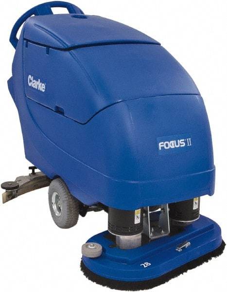 Clarke - 34" Cleaning Width, Battery Powered Floor Scrubber - 0.75 hp, 200 RPM, 23 Gal Tank Capacity - Americas Industrial Supply