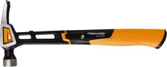 Fiskars - 16 oz Head, Straight Nail Hammer - 13-1/2" OAL, Forged Steel Head, 1-3/16" Face Diam, Smooth Face - Americas Industrial Supply