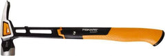 Fiskars - 22 oz Head, Straight Framing Hammer - 16" OAL, Forged Steel Head, 1-5/16" Face Diam, Milled Face - Americas Industrial Supply