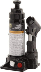 Omega Lift Equipment - 2 Ton Capacity Hydraulic Bottle Jack - 7-1/4" to 13-3/4" High, 6-1/2" Piston Stroke, 2" Screw Length, 3-5/8" Long x 3-7/8" Wide Base - Americas Industrial Supply