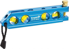 Empire Level - Magnetic 6" Long 4 Vial Torpedo Level - Metal, Blue, 1 Level, 1 Plumb & 1 30° & 1 45° Vials - Americas Industrial Supply