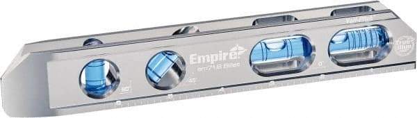 Empire Level - Magnetic 8" Long 4 Vial I-Beam Level - Metal, Silver, 2 Level & 1 Plumb & 1 45° Vials - Americas Industrial Supply