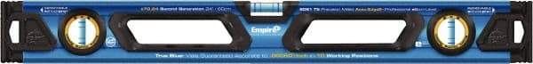 Empire Level - Magnetic 24" Long 3 Vial Box Beam Level - Metal, Blue, 1 Level & 2 Plumb Vials - Americas Industrial Supply