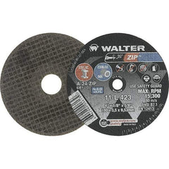 WALTER Surface Technologies - 4" 24 Grit Aluminum Oxide Cutoff Wheel - 1/8" Thick, 3/8" Arbor, 15,300 Max RPM, Use with Die Grinders - Americas Industrial Supply