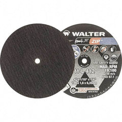 WALTER Surface Technologies - 4" 24 Grit Aluminum Oxide Cutoff Wheel - 1/16" Thick, 1/4" Arbor, 19,100 Max RPM, Use with Die Grinders - Americas Industrial Supply