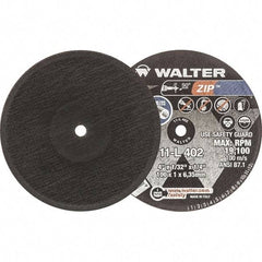 WALTER Surface Technologies - 4" 60 Grit Aluminum Oxide Cutoff Wheel - 1/32" Thick, 1/4" Arbor, 19,100 Max RPM, Use with Die Grinders - Americas Industrial Supply