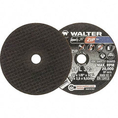 WALTER Surface Technologies - 3" 24 Grit Aluminum Oxide Cutoff Wheel - 1/8" Thick, 3/8" Arbor, 20,000 Max RPM, Use with Die Grinders - Americas Industrial Supply