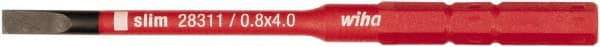 Wiha - 4mm Drive, Slotted Screwdriver Bit - 75mm OAL - Americas Industrial Supply