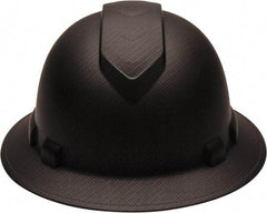 PYRAMEX - ANSI Type I, Class E Rated, 4-Point, Ratchet Adjustment Hard Hat - One Size Fits Most, Graphite, Full Brim - Americas Industrial Supply