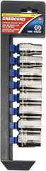 Crescent - 8 Piece 1/2" Drive Chrome Vanadium Finish Socket Set - 12 Points, 12mm to 21mm Range, Metric Measurement Standard - Americas Industrial Supply